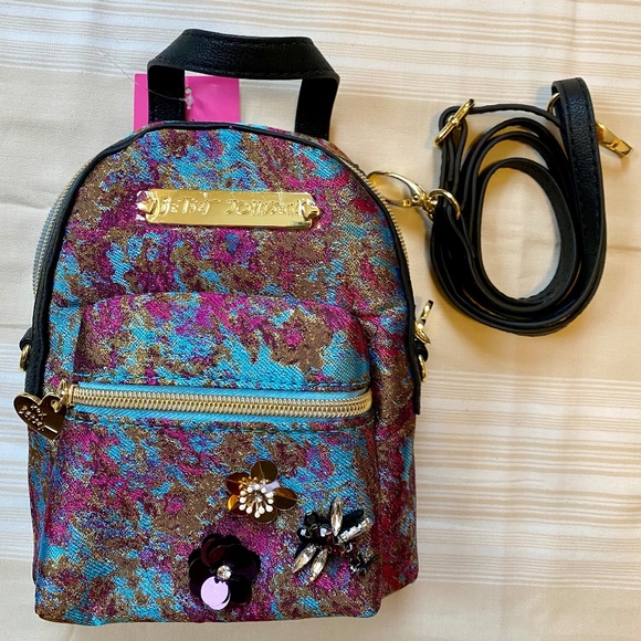 Betsey Johnson Mini Backpack Purse Cross Body Bag NEW NWT Embellished DragonFly - Picture 1 of 11